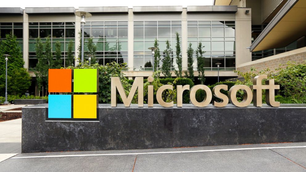 Microsoft Corp logo outside of MSFT's Visitor Centor in Redmond, VA
